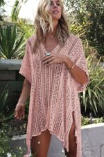Knitted Hollow Loose Bikini Blouse - Image 7