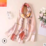 Spring, summer and autumn, new flowers, elegant and high-end artificial silk scarf, female decorative shawl, sunscreen beach towel - Image 7