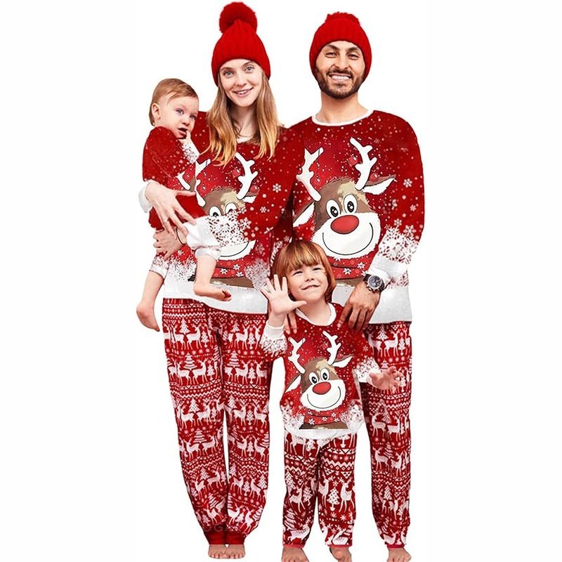2757d343-459e-4aec-a15b-03744164dd4b_trans.jpeg Parent-Child Two-piece Suit Elk Printing Pajamas Suit Homewear - Image 2