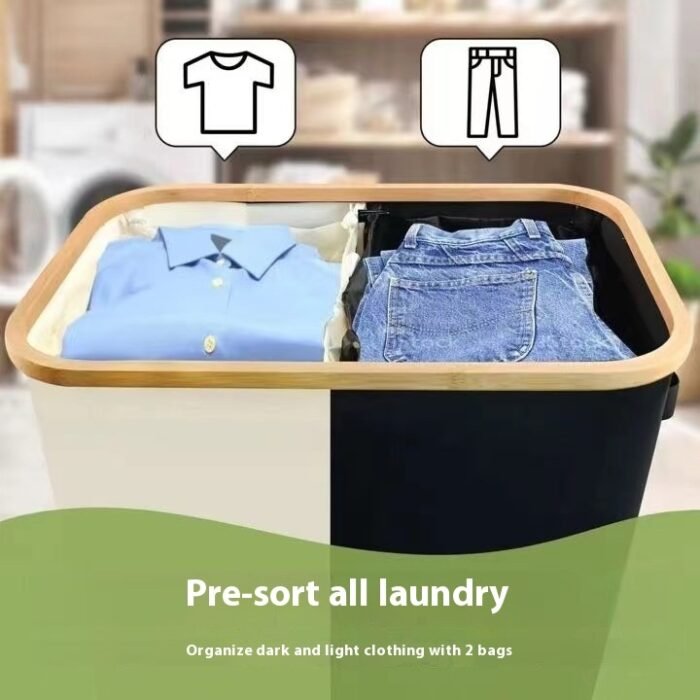 Oxford Cloth Dirty Clothes Folding Dirty Clothes Basket Dustproof With Cover Storage Basket - Image 4