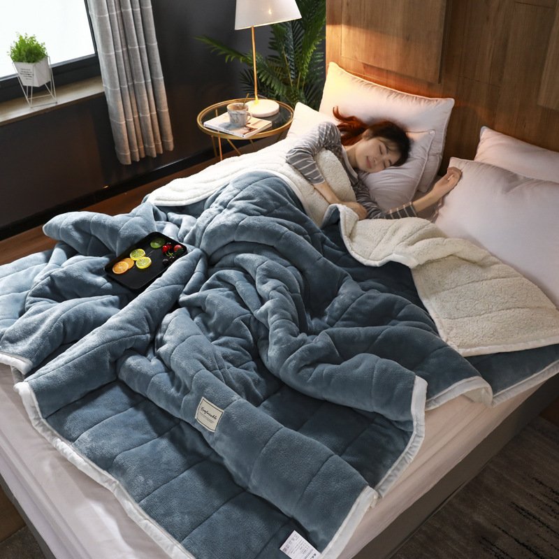 2913113163289.jpg Fleece Blankets And Throws Thick Warm Winter Blankets Home Super Soft Duvet Luxury Solid Blankets On Twin Bedding - Image 6