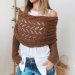 Autumn And Winter Warm Knitted Shawl Women's Hollowed-out Double Sleeve Shawl Collar Fashion Natural For Home And Party - Image 2