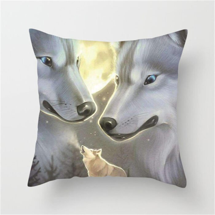 Home Decoration Without Pillow Core 3D Fluorescent Wolf Polyester Pillowcase - Image 5