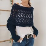 Autumn And Winter Warm Knitted Shawl Women's Hollowed-out Double Sleeve Shawl Collar Fashion Natural For Home And Party - Image 4