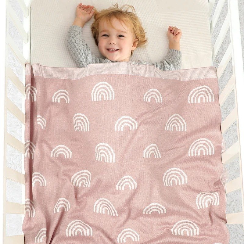 2f717cde-647a-4e2d-a07c-eef4d4ef063e.jpg Baby Knitted Rainbow Hug Blanket Comforter - Image 1