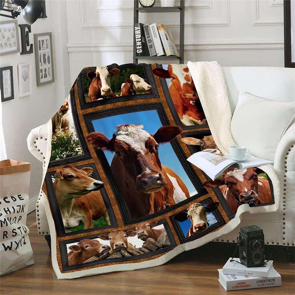 2fd7d229-0524-4eab-b5a4-bb0508a064b0.jpg Cows Pattern Cartoon Children's Printed Blanket - Image 9