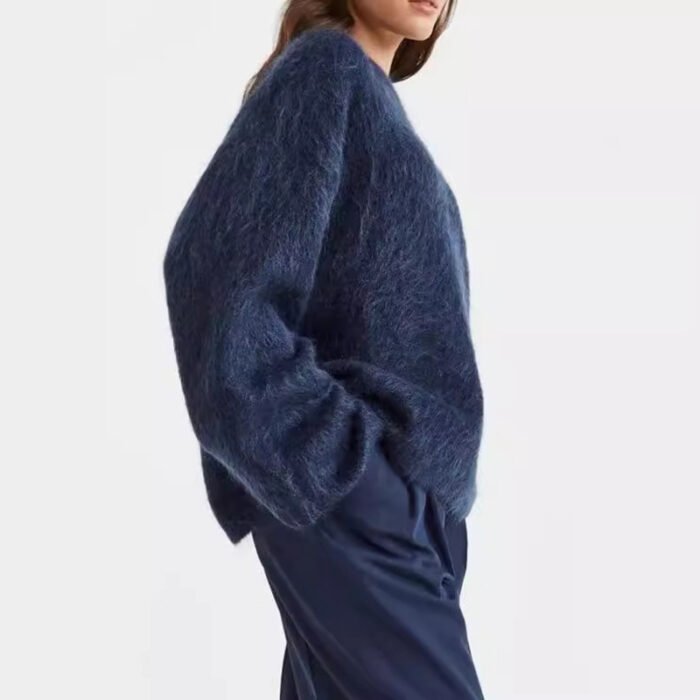 Loose Round Neck Pullover Sweater Fashion Long Sleeve Long Top For Women Clothing - Image 3