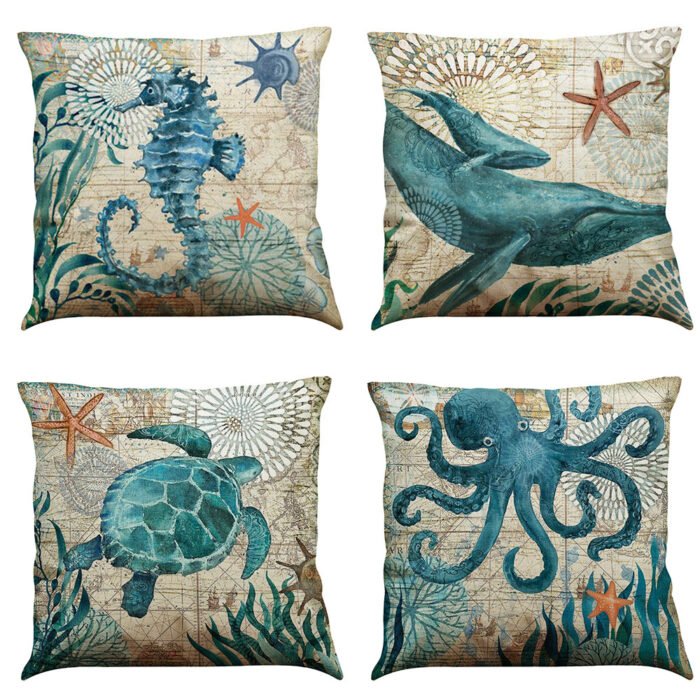 Cushion Covers Sea Turtle Printed Throw Pillow Cases For Home Decor Sofa Chair Seat - Image 4