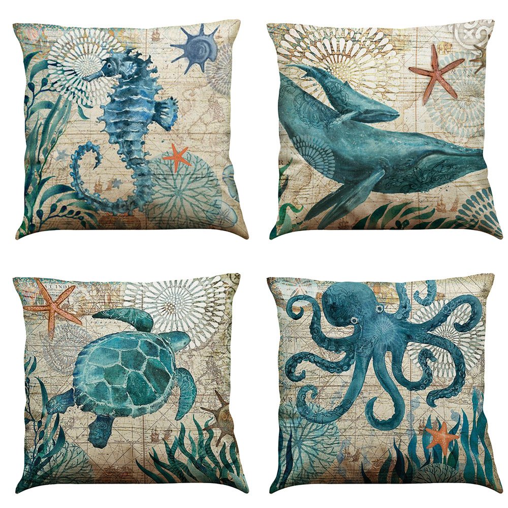 33a4baf5-fa01-47cd-b452-ec93dc1363c3.jpg Cushion Covers Sea Turtle Printed Throw Pillow Cases For Home Decor Sofa Chair Seat - Image 4