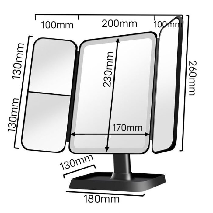 Thin Large Double Door Folding Makeup Mirror - Image 2