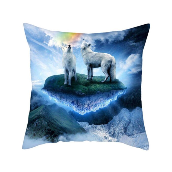 Home Decoration Without Pillow Core 3D Fluorescent Wolf Polyester Pillowcase - Image 7