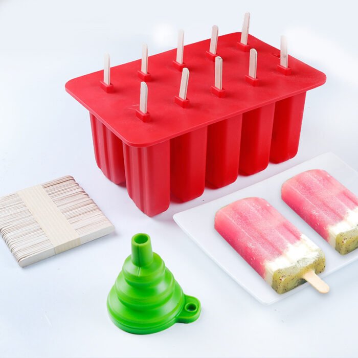 10 Consecutive Ice Cream Ice Cream Molds Silicone Ice Tray Creative Popsicle Sharpener Kitchen Tool - Image 1