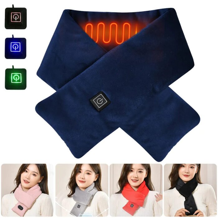 USB Women Men Heating Scarf Temperature Scarf 3 Gears Adjustable USB Charging Heat Control Neck Warmer For Cycling Camping USB Heated Scarf - Temperature Adjustable Heating Scarf - Image 1