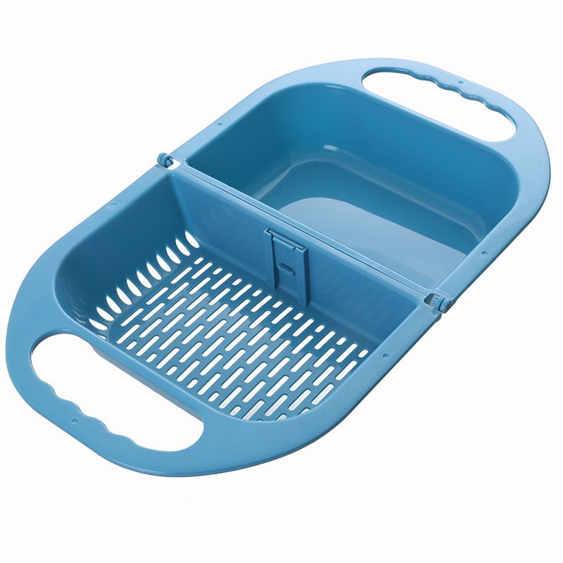 431509562921.jpg Folding Drain Basket Leaking Fruit Box Vegetable Container Drain Rack Sink with Handle Storage Baskets - Image 6