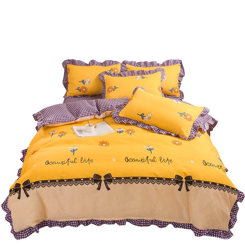 432102eb-91f5-45ea-801c-9c9625d2f3bd.jpg Cotton Floral Duvet Cover Bed Sheet Bed Skirt Three Or Four Piece Suit - Image 7