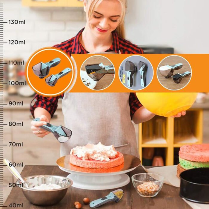 Adjustable Measuring Cups and Spoons 2 Piece Sets Magnetic Scoop - Image 2