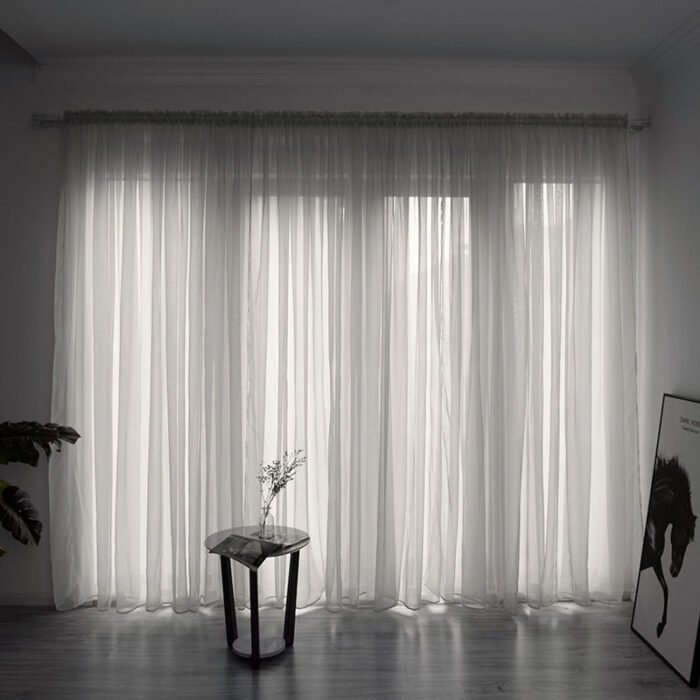 Simple And Modern Balcony Solid Color Gauze Curtain - Image 1