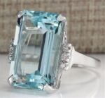 Hot European and American fashion luxury topaz engagement ring sapphire ring hand jewelry - Image 3