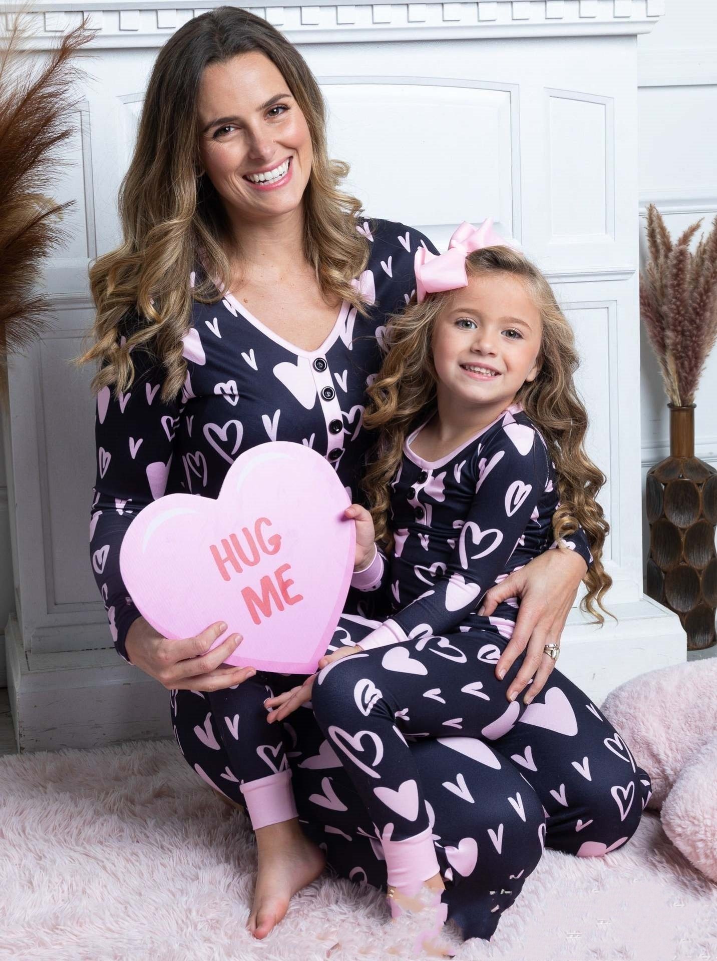 494be97c-479c-44eb-9d8e-2e245bf129de.jpg Beauty Clothing Valentine's Day Heart Printing Leisure Pajamas Pajamas Parent-child Suit - Image 3