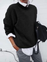 Fashion Long Sleeve Pullover Sweater Fall And Winter Fashion Solid Color Knitted Tops For Women Clothing - Image 2