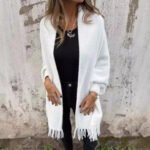 Women's Knitted Batwing Sleeve Cardigan With Tassel Design Fashion Loose Shawl Outwear Clothing - Image 3
