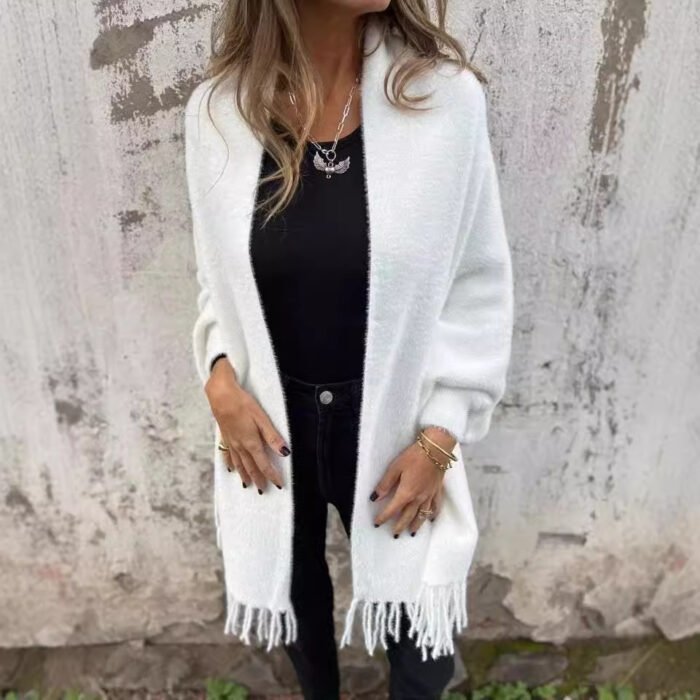 Women's Knitted Batwing Sleeve Cardigan With Tassel Design Fashion Loose Shawl Outwear Clothing - Image 3