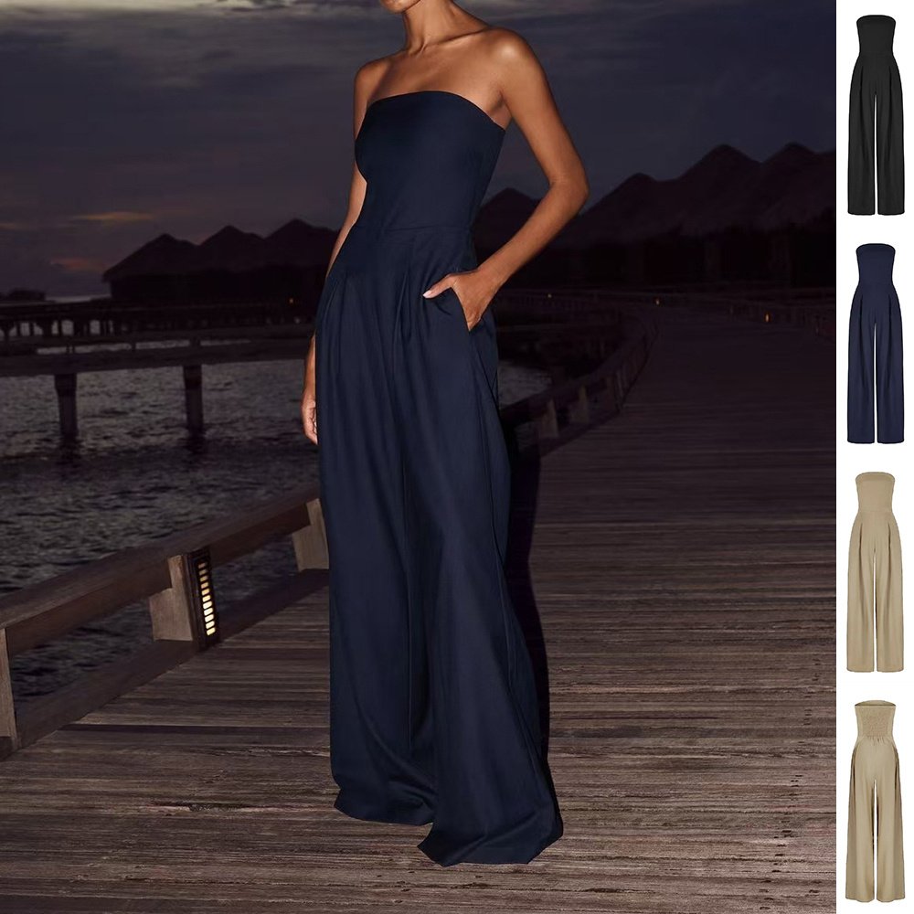 4f2b7902-0117-450c-9839-72240dee5d69.jpg Loose Tube-top Jumpsuit Ins Fashion Backless Wide Leg Long Pants Overalls Women's Clothing - Image 1