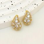 Retro Super Shiny Crescent Water Drop Zircon Temperament Silver Ear Studs Female Earrings - Image 7