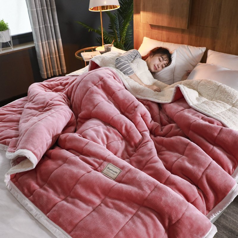 598476636490.jpg Fleece Blankets And Throws Thick Warm Winter Blankets Home Super Soft Duvet Luxury Solid Blankets On Twin Bedding - Image 3