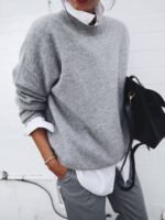 Fashion Long Sleeve Pullover Sweater Fall And Winter Fashion Solid Color Knitted Tops For Women Clothing - Image 7