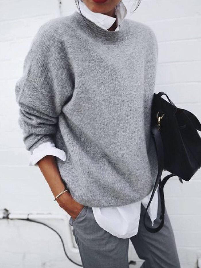 Fashion Long Sleeve Pullover Sweater Fall And Winter Fashion Solid Color Knitted Tops For Women Clothing - Image 7