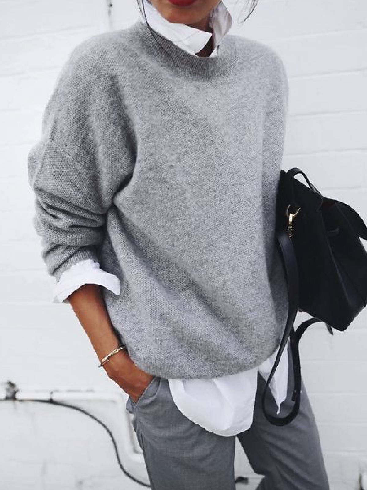 5a12bd94-101e-438f-9dca-3d24efcc58df.jpg Fashion Long Sleeve Pullover Sweater Fall And Winter Fashion Solid Color Knitted Tops For Women Clothing - Image 7