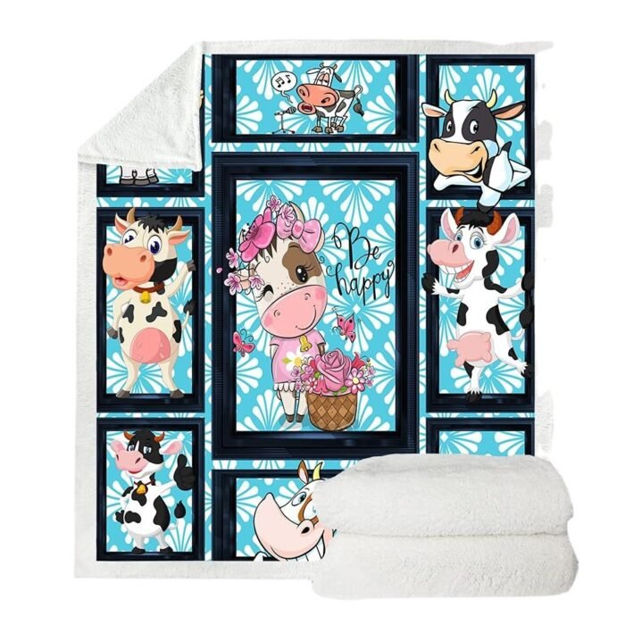 Cows Pattern Cartoon Children's Printed Blanket - Image 6