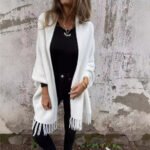 Women's Knitted Batwing Sleeve Cardigan With Tassel Design Fashion Loose Shawl Outwear Clothing - Image 6