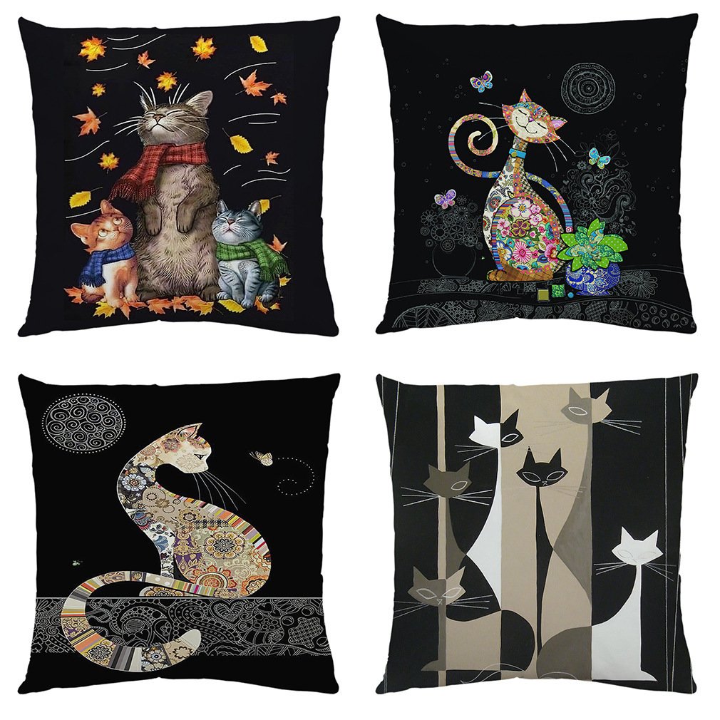606ec5ac-0099-4ec8-8a8c-0bc9cc1247b9.jpg Cat Series Cotton And Linen Automobile Pillow Cover - Image 1