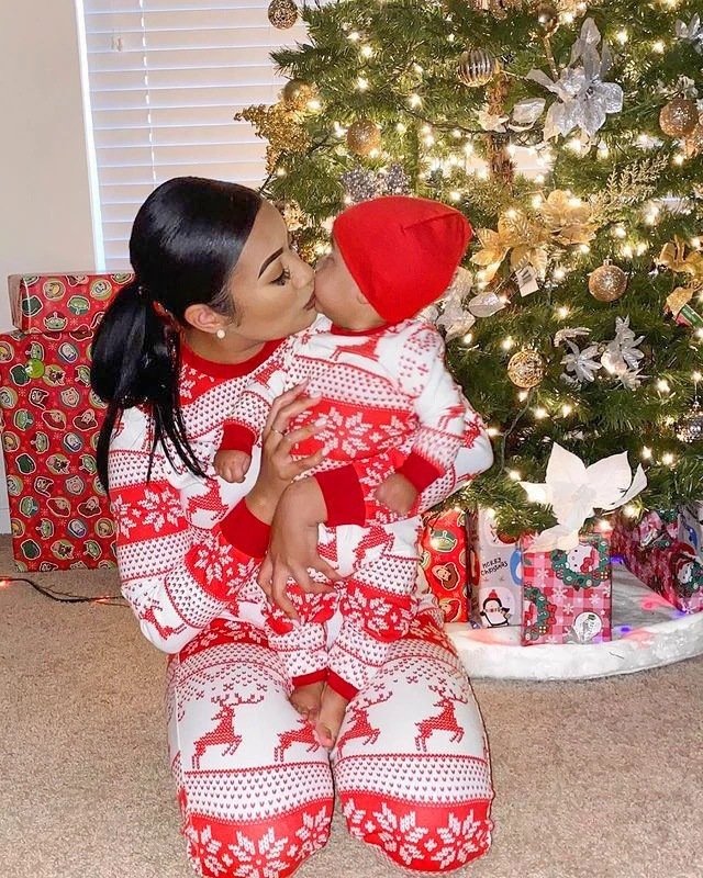 60aed969-0d78-4b1e-a3bf-f4dac920491f.jpg Christmas Printed Parent-child Wear Homewear Family Set Pajamas - Image 6