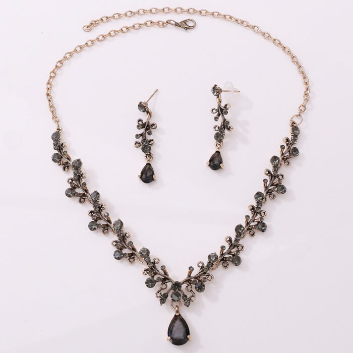 Bridal Rhinestone Zircon Earring Necklace - Image 2