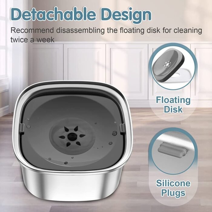 Pet Stainless Steel Water Bowl Large Capacity Floating - Image 3