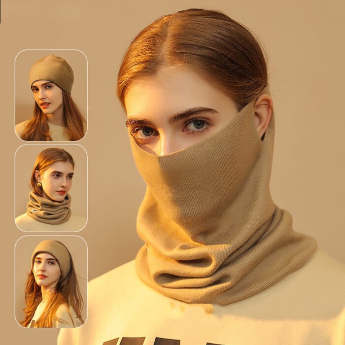 4 In 1 Face Mask Winter Faux Cashmere Scarf Headscarf Ins Fashion Hat - Image 1