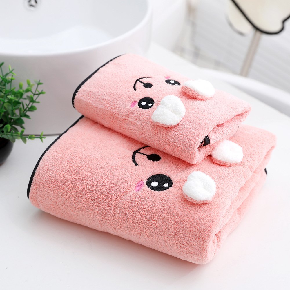 6664101a-2840-4be1-ac9d-6b9e8d64c438.jpg Coral Velvet Bath Towel Two-piece Towel Rabbit Ears Koala Bear Gift Box - Image 6