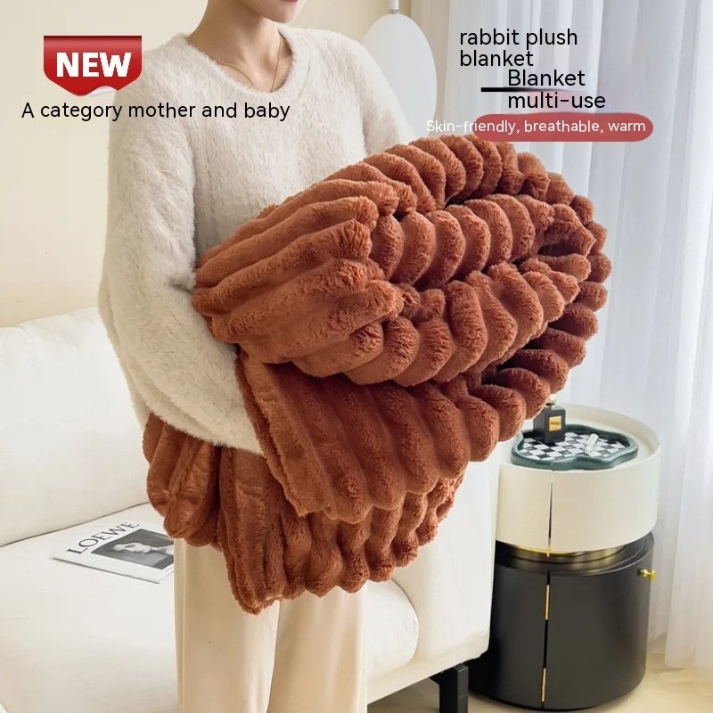 66c64341-db67-4cef-9eef-99782ea9862a.jpeg Soft Wind Bubble Velvet Blanket Warm Solid Rabbit Fur Blankets Double-sided Thickening Cover Throw Warm Fur Blanket - Image 6