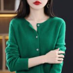 Women's Cashmere Cardigan O-neck Loose Sweaters Top Fashion Merino Wool Knitwear Autumn Winter Female Clothing Tops - Image 5