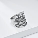 Women's Pleated Stainless Steel Fashion Personality Ring - Image 3