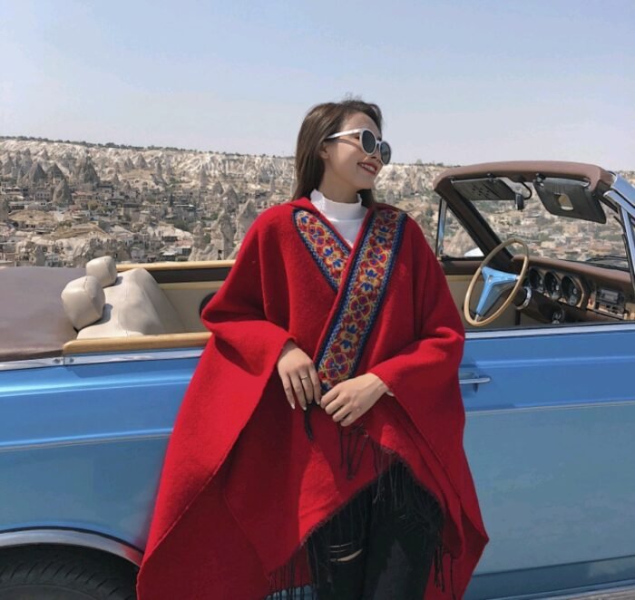 National wind shawl female hooded thick warm Yunnan tibet travel scarf hooded cloak cloak - Image 9