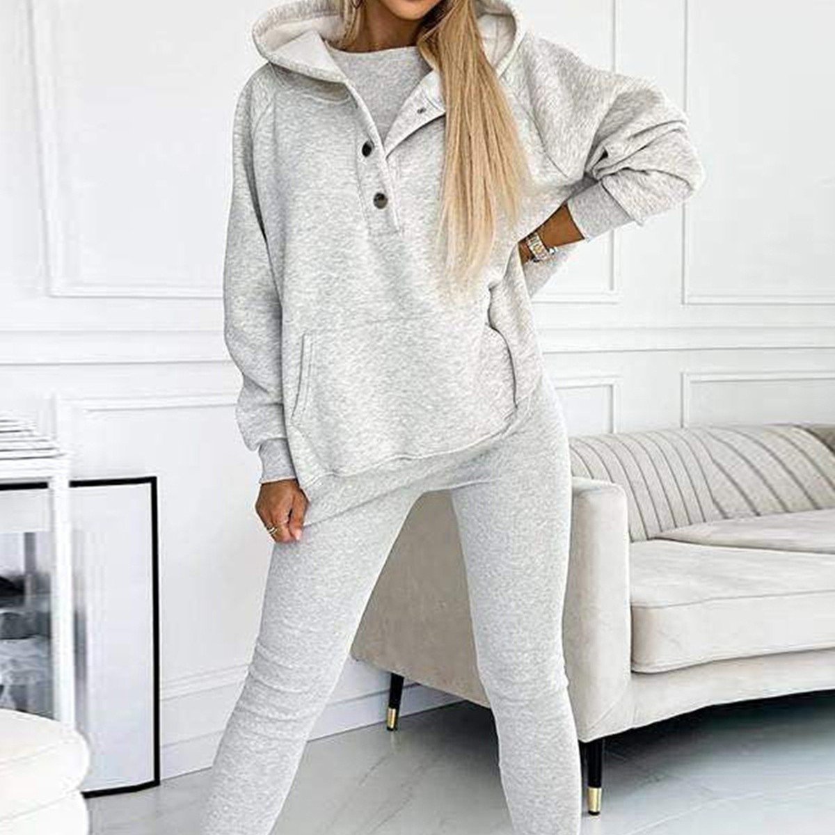 6a447cae-b336-499b-ab48-8a1b8967f83f.jpg 3pcs Women's Sports Suit Loose Hooded Pockets Sweatshirt And Vest And Slim Trousers - Image 7