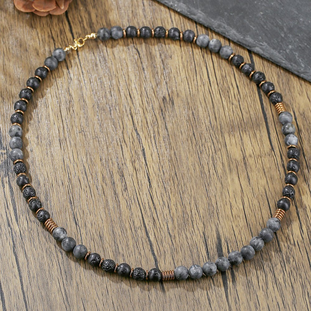 6cb2994e-b57c-4f39-9fc2-ff8f0a361023.jpg Beaded Glitter Volcanic Rock Necklace - Image 3
