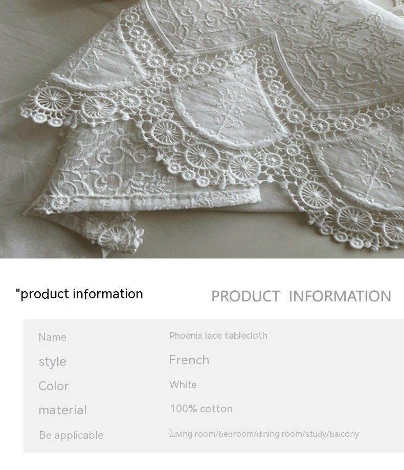 6cc3ed59-a05e-4930-9e61-0646dad25d2d.jpg French White Phoenix Tail Flower Anemone Lace Tablecloth - Image 6