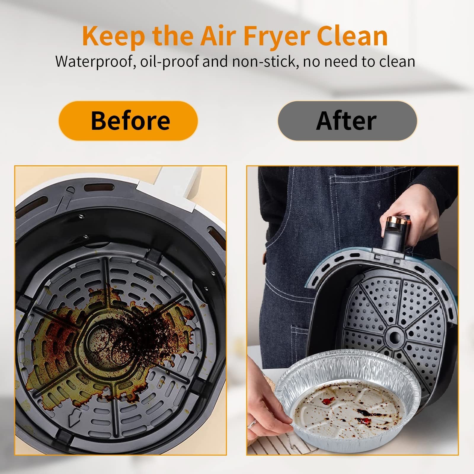 6f13efd7-814f-491a-bd03-a27b4bac80a3.jpg Non-stick Aluminum Foil Liners Air Fryer Disposable Paper Liner Oil-proof Steaming Basket Kitchen Tool BBQ Drip Pan Tray - Image 5