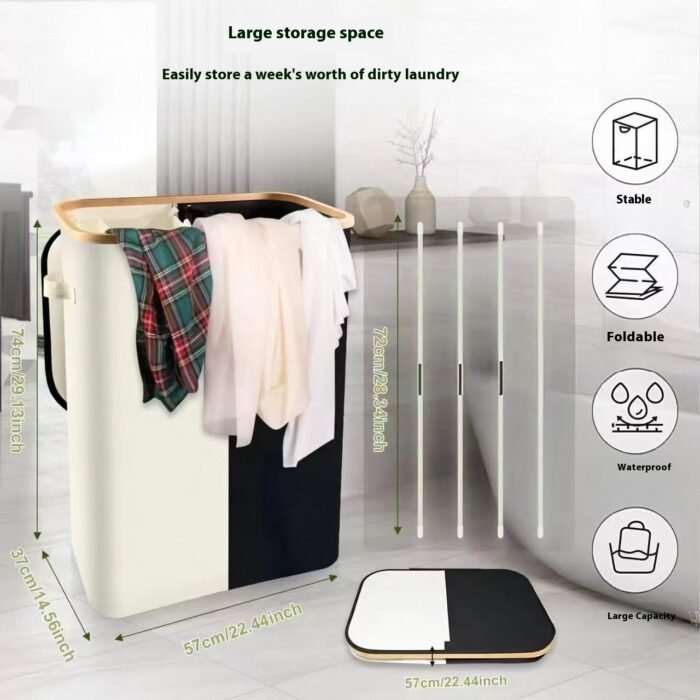 Oxford Cloth Dirty Clothes Folding Dirty Clothes Basket Dustproof With Cover Storage Basket - Image 3