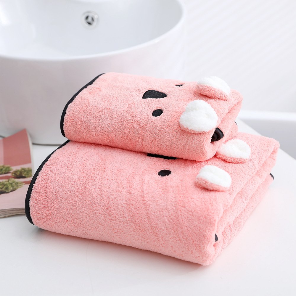 6fdccfb1-df09-447d-ac34-fb1950646f4e.jpg Coral Velvet Bath Towel Two-piece Towel Rabbit Ears Koala Bear Gift Box - Image 9